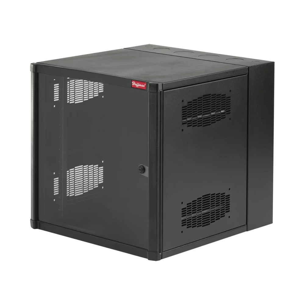 Gabinete AccessPlus de 19 UR Montaje en Pared de 19in, Rieles Numerados y Roscados #10-32, Puerta con Ventana de Seguridad, 600 mm de Ancho, 637 mm de Profundidad, Color Negro