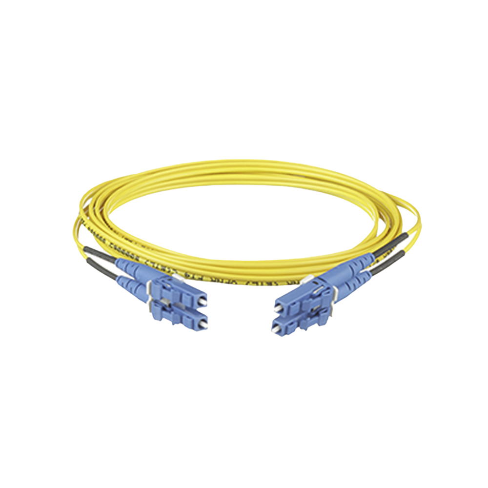 Jumper de Fibra Optica Monomodo 9/125 OS2, LC-LC Duplex, OFNR (Riser), Color Amarillo, 4 Metros (13.12 Pies)