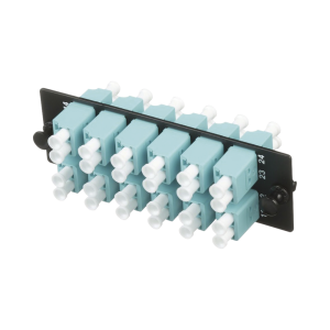 Placa Acopladora de Fibra ?ptica FAP, con 12 Conectores LC Duplex (24 Fibras), para Fibra Multimodo OM3/OM4, Color Aqua