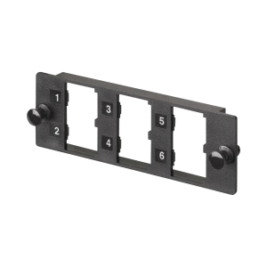 Placa Modular FAP de 6 Puertos Mini-Com, Acepta M?dulos de Fibra ?ptica, Cobre o Audio y Video, Color Negro