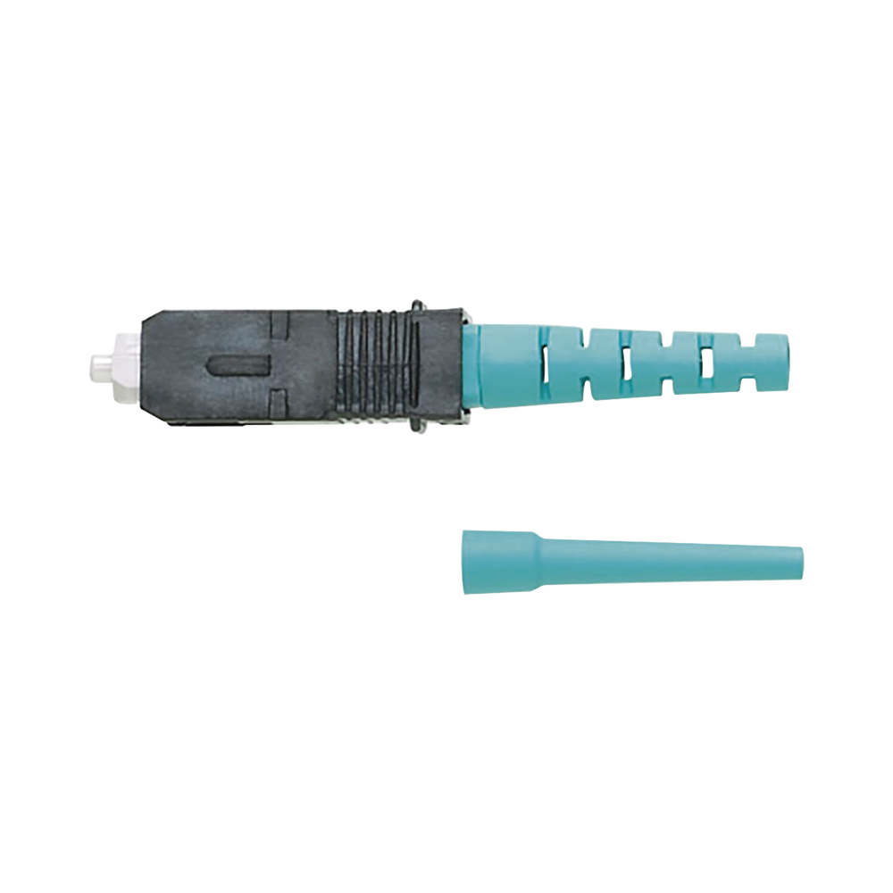 Conector de Fibra ?ptica SC Simplex OptiCam, Multimodo 50/125 OM3/OM4, Pre-pulido, Color Aqua