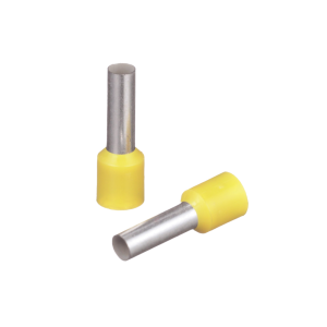 Ferrúl de cobre DIN Amarillo para Cable 10 AWG con largo 12 mm. Paquete de 100 Piezas