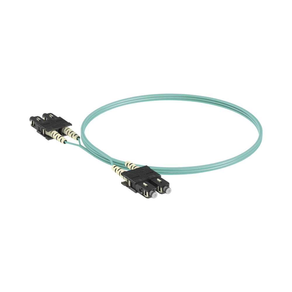 Jumper de Fibra Optica Multimodo 50/125 OM3, SC-SC Duplex, OFNR (Riser), Color Aqua, 2 Metros (6.56 Pies)