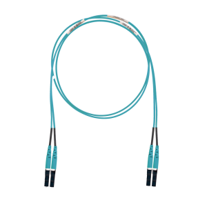 Jumper de Fibra Optica Multimodo 50/125 OM3, LC-LC Duplex, LSZH (Cero Hal?genos), Color Aqua, 1 Metro (3.28 Pies)