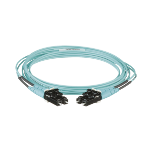 Jumper de Fibra Optica Multimodo 50/125 OM3, LC-LC Duplex, OFNR (Riser), Color Aqua, 2 Metros (6.56 Pies)