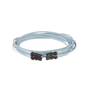 Jumper de Fibra Optica Multimodo 50/125 OM3, LC-LC Duplex, OFNR (Riser), Color Aqua, 7 Metros (22.97 Pies)