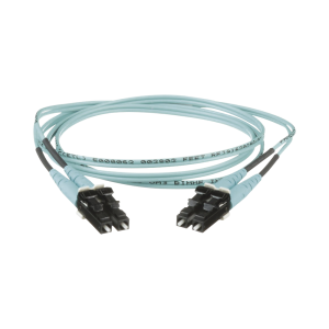 Jumper de Fibra Optica Multimodo 50/125 OM3, LC-LC Duplex, OFNR (Riser), Color Aqua, 8 Metros (26.25 Pies)