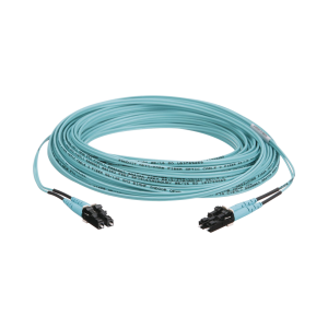 Jumper de Fibra Optica Multimodo 50/125 OM3, LC-LC Duplex, OFNR (Riser), Color Aqua, 10 Metros (32.81 Pies)