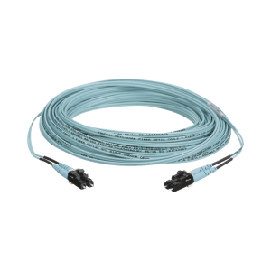 Jumper de Fibra Optica Multimodo 50/125 OM3, LC-LC Duplex, OFNR (Riser), Color Aqua, 50 Metros (164.04 Pies)