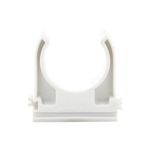 Soporte de presión (Abrazadera), PVC Auto-extinguible, abierto para tubería de 25 mm