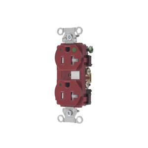 Contacto Duplex  de 20 A 125 V CA/ A prueba de Manipulaciones / Nema 5-20R / Grado Hospitalario / Color Rojo.