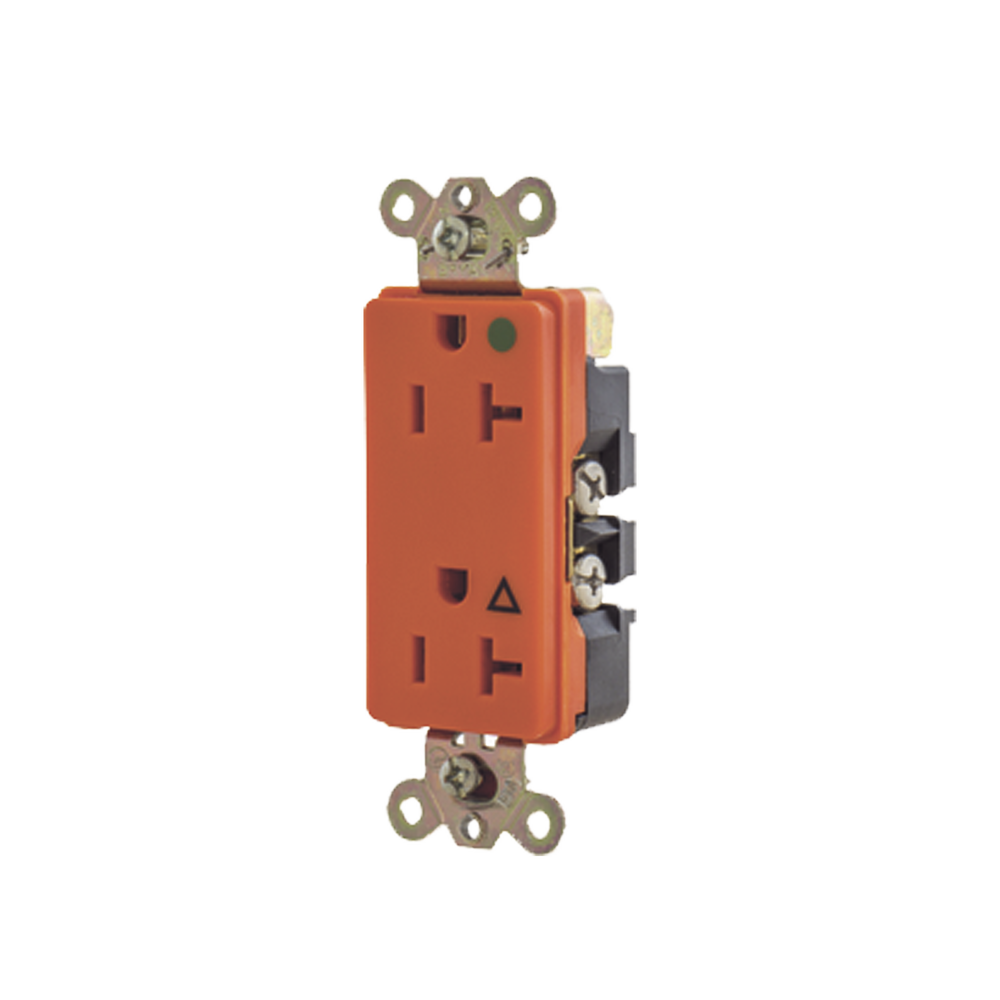 Receptáculo Duplex de 20 A 125 V / 2 Polos 3 Hilos/ Nema 5- 20 R / Color Naranja/ Grado Hospital.