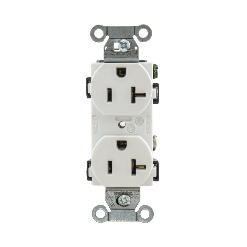 Contacto Dúplex 20 A, 125 V, 2 Polos, 3 Hilos, Cableado Posterior y Lateral, Color Blanco (Nema 5-20R). - Imagen 2