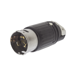 Enchufe Macho con Bloqueo de Media Vuelta Trifásico / 50 A 250 VCA 3 Fases / 3 Polos 4 Hilos / Grado Industrial / Color Negro y Blanco.