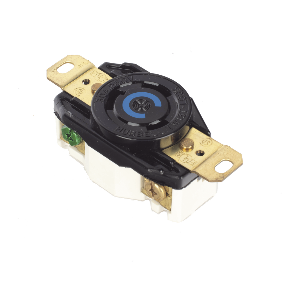 Receptáculo de Media Vuelta Industrial 30 A 250 V CA 2 Polos 3 Hilos (Nema L6-30R) Color Negro. - Image 2