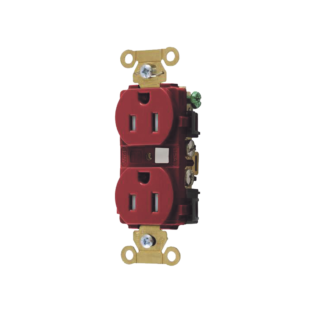 Contacto Duplex 15 A 125 V / A Prueba de Manipulaciones / Nema 5-15R / Color Rojo.