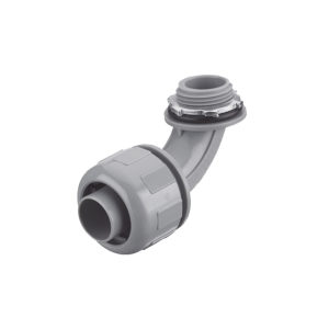 Conector Curvo 90° de Nylon de 3/4" para Tubería Liquidtight Polytuff.