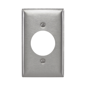 Placa para Receptaculo Sencillo 20 y 30 A de Media Vuelta/ 1.6" (40 mm) / Acero Inoxidable.