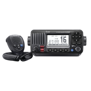 Radio VHF Móvil Marino, Función de cancelación de ruido, GPS interconstruido, Salida de potencia de 10W, Bocina Manual, Elimina Residuos de Agua de la Bocina, IPX7 Sumergible, Color Negro.