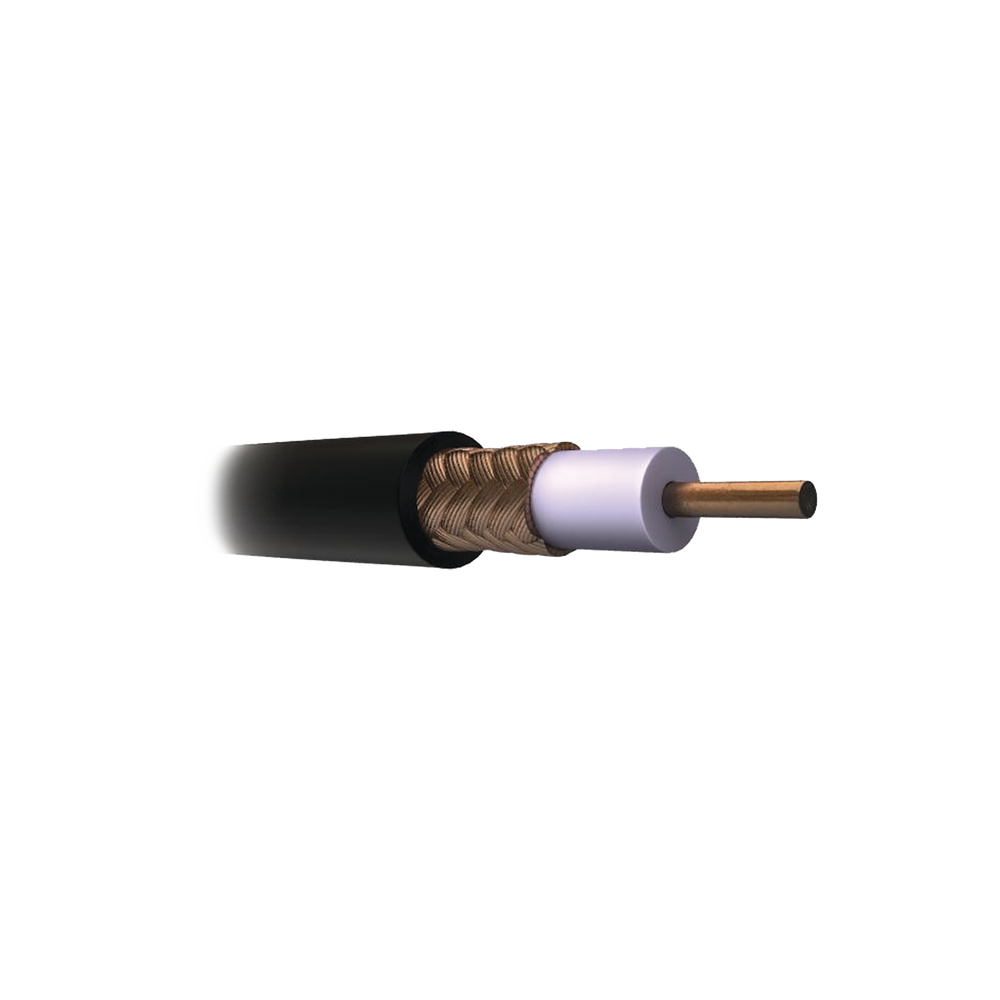Cable Coaxial RG11/U, 305 Metros (1000 Pies), Bobina de 305 Metros (1000 Pies) Color Negro, AWG 14 Aislamiento Espumado, Blindaje de Aluminio al 60%, Aplicaci?n Intemperie para Video Vigilancia