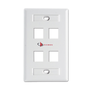 Placa de Pared Keystone de 4 Salidas, Color Blanco, para Jacks Keystone Z-MAX y MAX