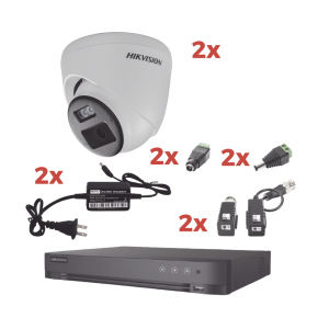 Kit Audio Bidireccional TurboHD 1080p / DVR 4 Canales / 2 Cámaras Eyeball (Exterior) con Bocina y Microfóno Integrado / 2 Fuentes de Poder / Accesorios