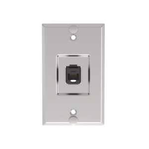 Placa de Pared Telef?nica, Salida de 1 Puerto Keystone, con Jack Cat6 Estilo 110 de Impacto, de Acero Inoxidable