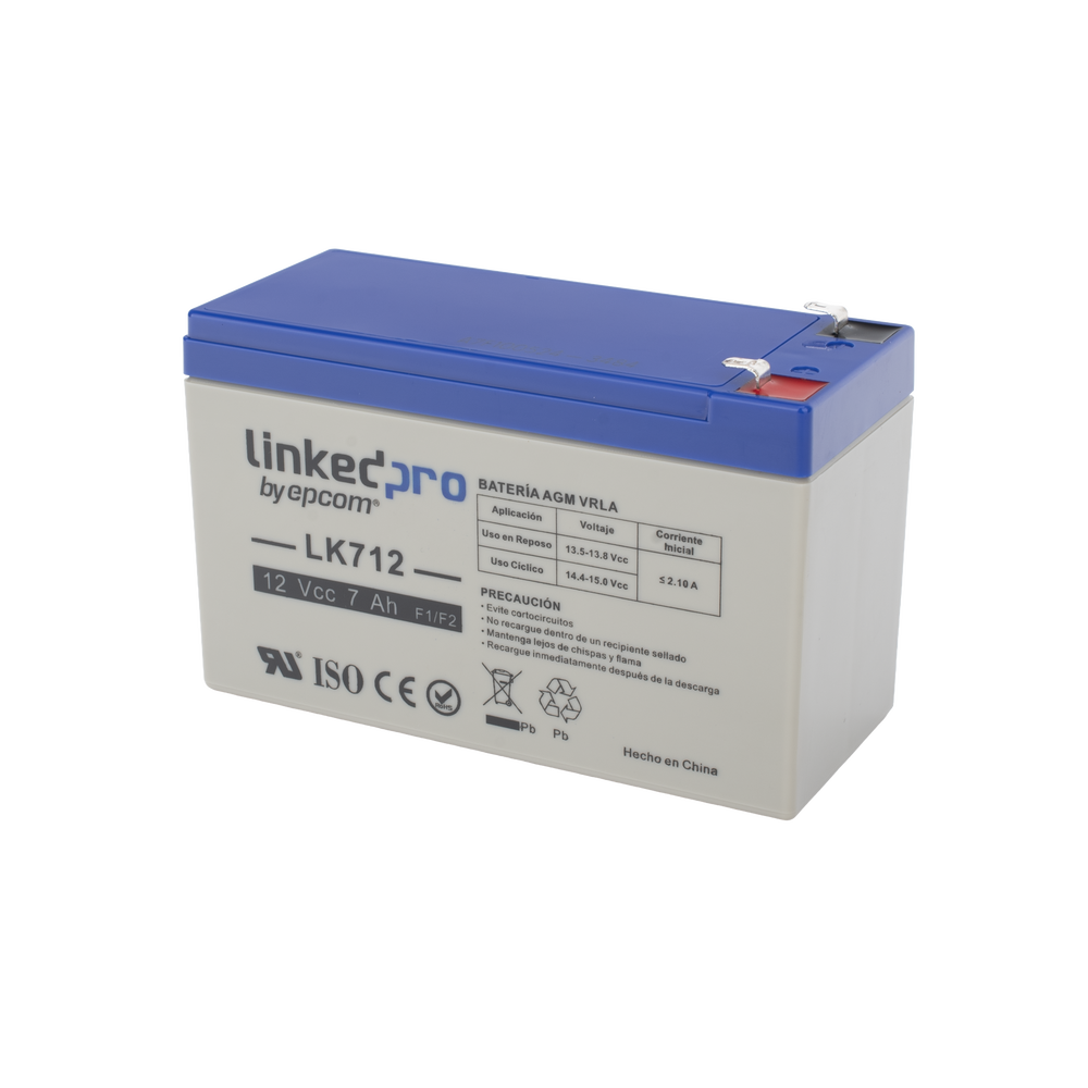 Batería 12 V / 7 Ah / UL / Tecnología AGM / Vida útil promedio 5 años / Uso en equipo electrónico, Alarmas de Intrusión / Incendio / Control de acceso / Video Vigilancia / Terminales F1 ( Incluye adaptador F2 ) - Image 3