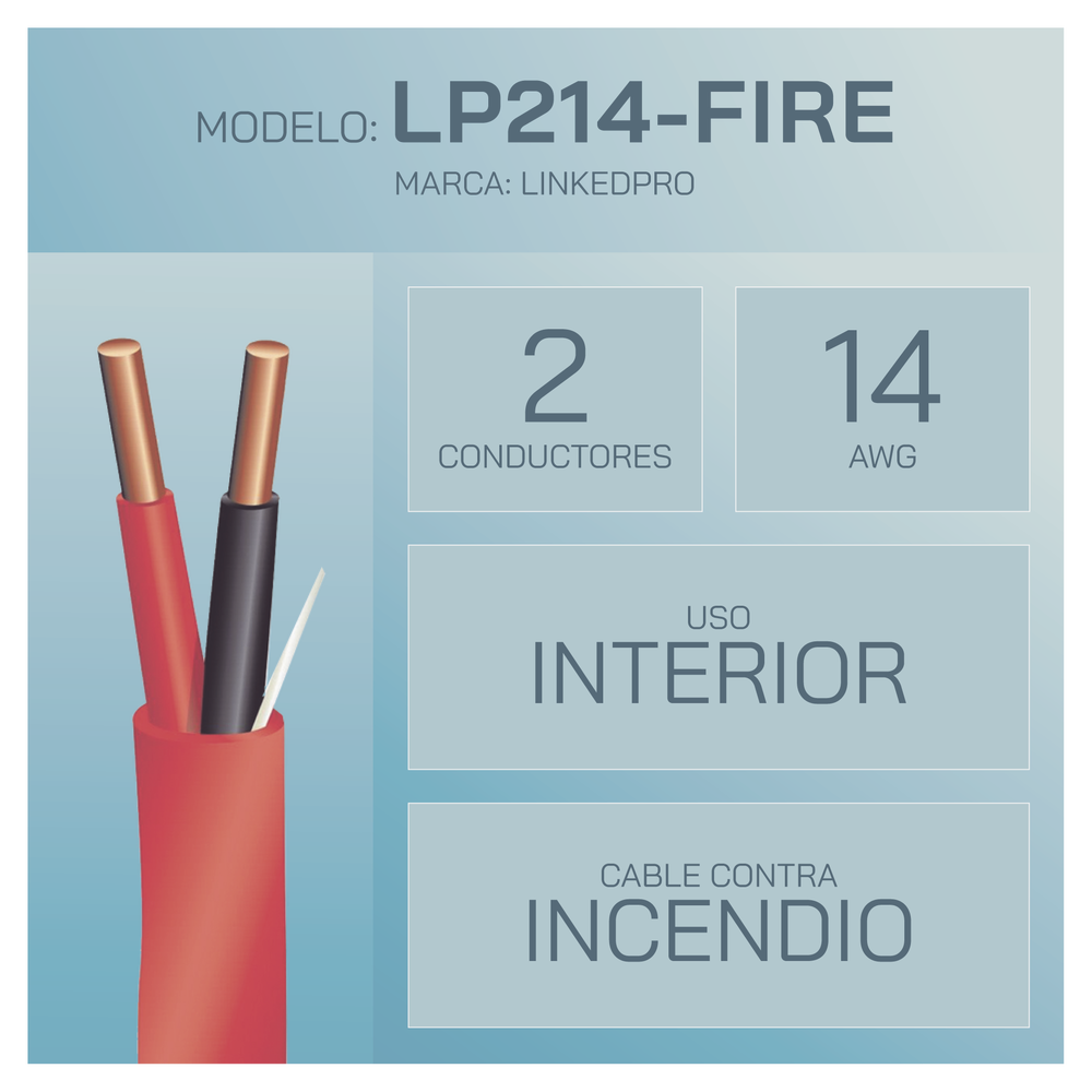 Alambre de Alarma contra Incendios - Bobina de 305 Metros (1000 Pies): 2 x 14 AWG, Rojo, Tipo FPLR, (UL) FT4, Ideal para Sistemas de Detecci?n y Evacuaci?n de Incendios - Image 2