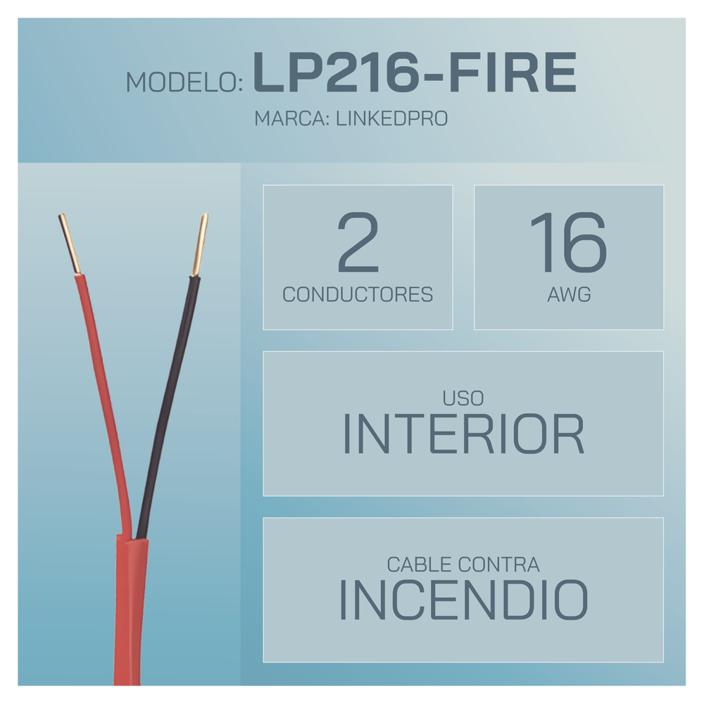 Alambre de Alarma contra Incendios - Bobina de 305 Metros (1000 Pies): 2 x 16 AWG, Rojo, Tipo FPLR, (UL) FT4, Ideal para Sistemas de Detecci?n y Evacuaci?n de Incendios - Image 2