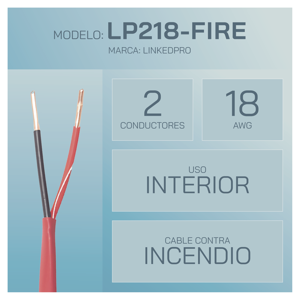 Alambre de Alarma contra Incendios - Bobina de 305 Metros (1000 Pies): 2 x 18 AWG, Rojo, Tipo FPLR, (UL) FT4, Ideal para Sistemas de Detecci?n y Evacuaci?n de Incendios - Image 2