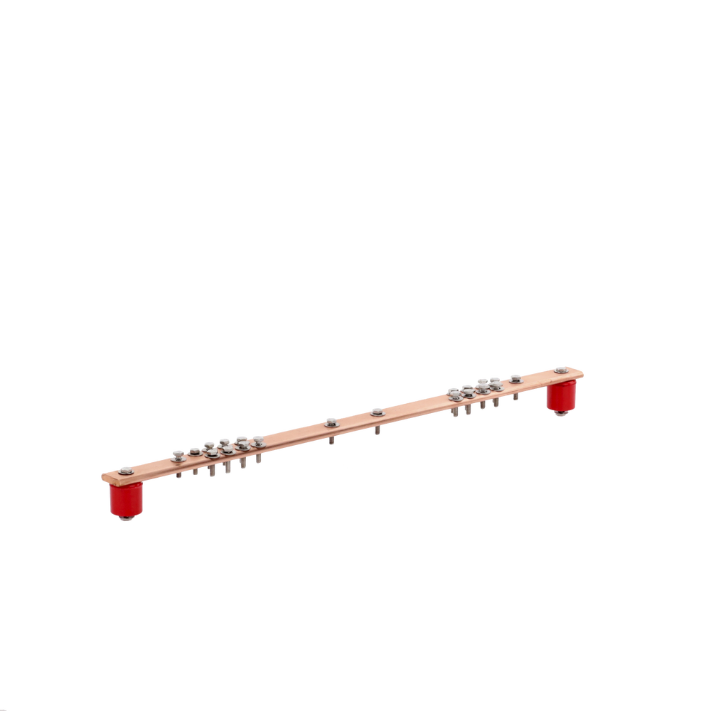 Barra Distribuci?n Tierra Rack 19 in / Cobre 100% / 550A / Aisladores Rojos / 0.64 cm (0.25 in) / J-STD-607-A - Image 3