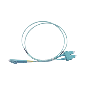 Jumper de Fibra ?ptica Multimodo OM3 50/125 LC-SC OFNR (Riser), 2.0 mm, D?plex, Aqua, 2 Metros (6.56 Pies)