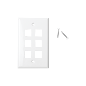 Placa de Pared de 6 Puertos, Keystone, Color Blanco