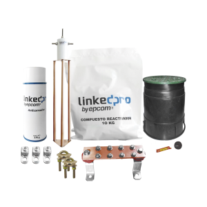Kit Puesta a Tierra 30A / Electrodo Cobre Electrol?tico / Dise?o Delta / Filtro Equipotencial / Compuesto 12 kg / Barra Uni?n + Conectores + Registro