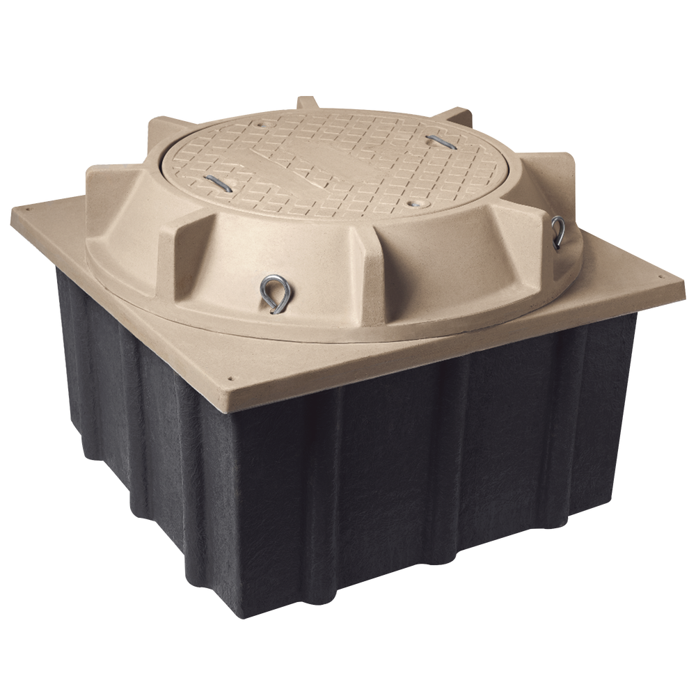 Registro Mini Manhole con Tapa de Concreto Polim?rico 1.22 Metros x 1.22 Metros x 0.61 Metros (4 Pies x 4 Pies x 2 Pies), Resistencia 20 Toneladas, Uso Vehicular Pesado