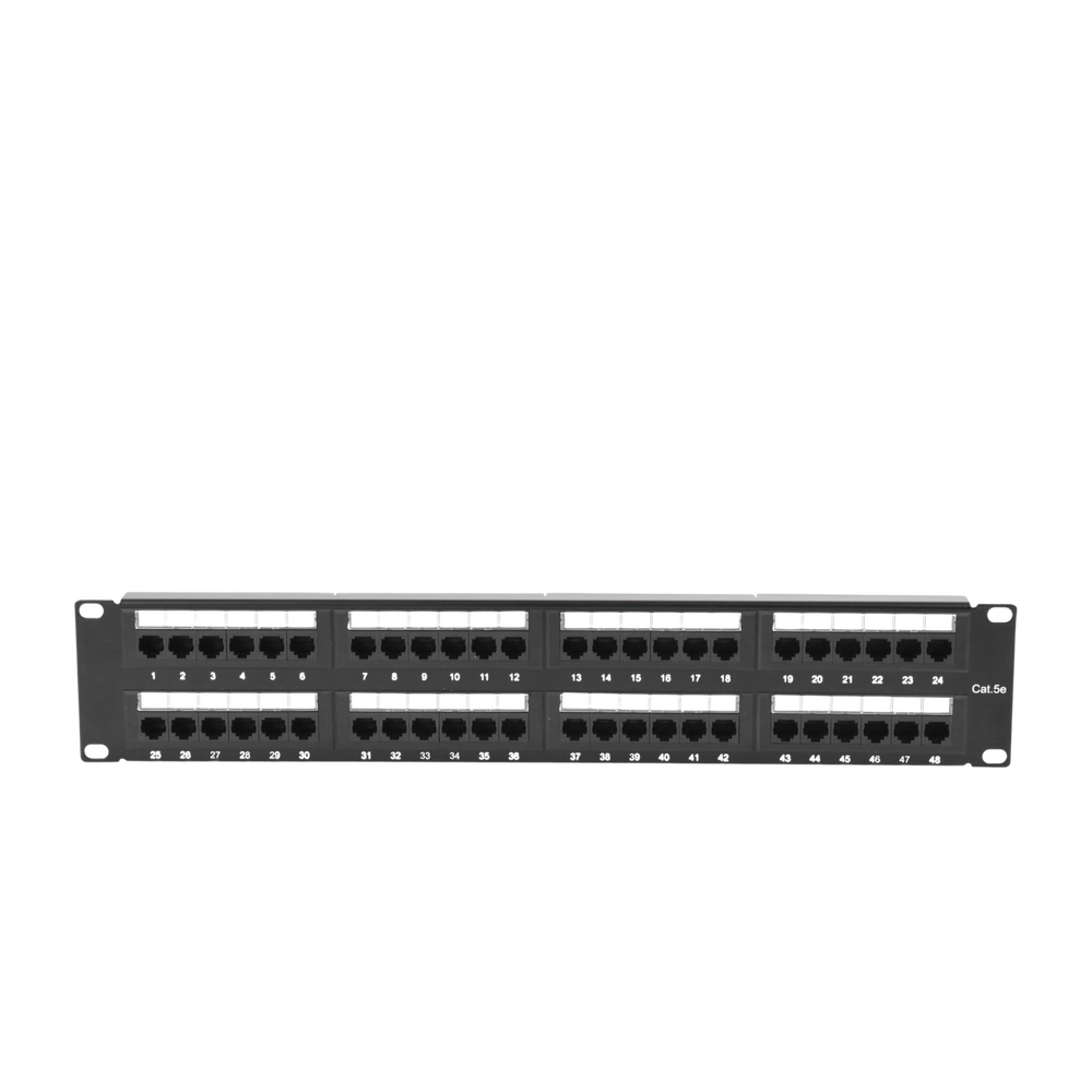 Panel de Parcheo de Impacto (110) UTP de 48 Puertos Cat5e 19 Pulgadas (48.26 cm), 2U con Barra para Organizar Cable - Image 3