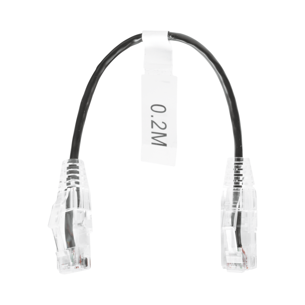 Cable de Parcheo Slim UTP Cat6 - 20 cm (7.87 Pulgadas) Negro Di?metro Reducido (28 AWG)