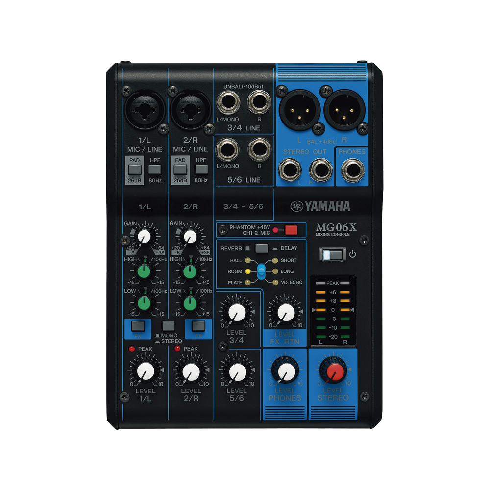 Mezcladora de Audio | 6 Canales | 2 entradas de micro/6 de línea (2 mono + 2 estéreo) | Efectos Integrados | Alimentación Phantom - Image 2
