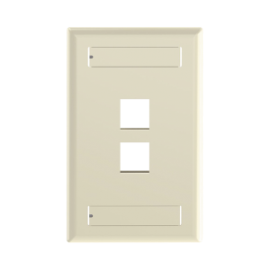 Placa de Pared Vertical, Salida Para 2 Puertos Keystone, Con Espacios Para Etiquetas, Color Marfil
