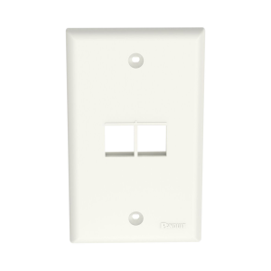 Placa de Pared Vertical, Salida Para 2 Puertos Keystone, Color Blanco Mate