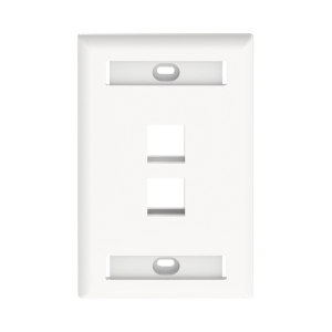 Placa de Pared Vertical, Salida Para 2 Puertos Keystone, Con Espacios Para Etiquetas, Color Blanco