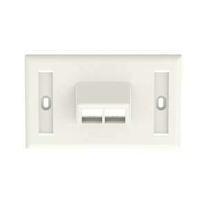 Placa de Pared Horizontal, Salida Para 2 Puertos Keystone, Con Espacios Para Etiquetas, Color Blanco Mate