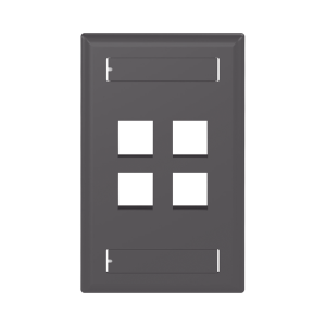 Placa de Pared Vertical, Salida Para 4 Puertos Keystone, Con Espacios Para Etiquetas, Color Negro