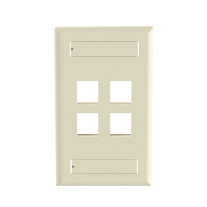 Placa de Pared Vertical, Salida Para 4 Puertos Keystone, Con Espacios Para Etiquetas, Color Marfil