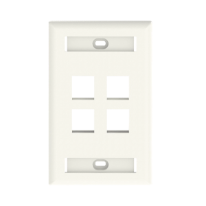 Placa de Pared Vertical, Salida Para 4 Puertos Keystone, Con Espacios Para Etiquetas, Color Blanco Mate