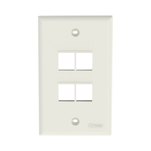 Placa de Pared Vertical, Salida Para 4 Puertos Keystone, Color Blanco Mate