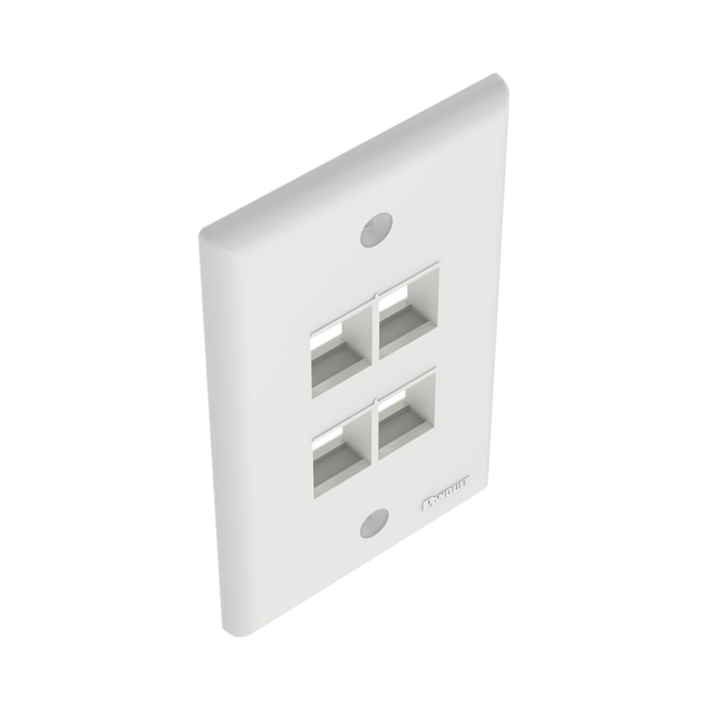 Placa de Pared Vertical, Salida Para 4 Puertos Keystone, Color Blanco - Image 4