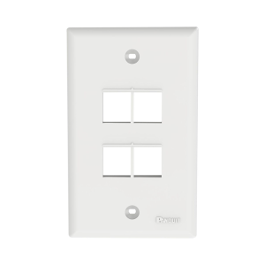 Placa de Pared Vertical, Salida Para 4 Puertos Keystone, Color Blanco