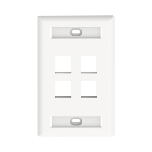 Placa de Pared Vertical, Salida Para 4 Puertos Keystone, Con Espacios Para Etiquetas, Color Blanco